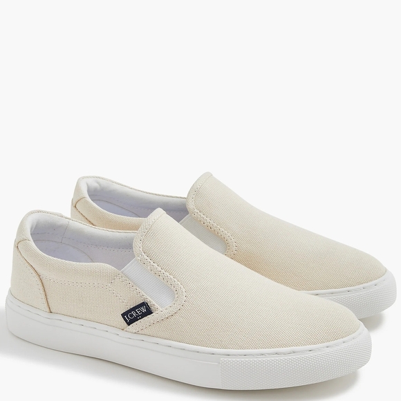 J. Crew Men's White Slip-On Canvas Sneakers - Picture 1 of 1